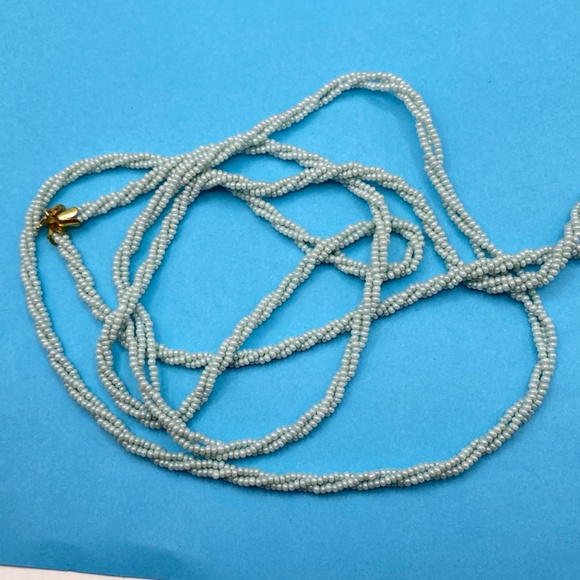 Vintage Mint Green Seed Bead 46" Super Long Twist Necklace - Picture 5 of 10